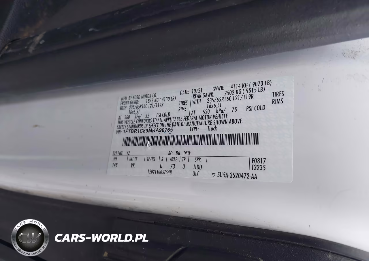 2021 Ford Transit-250 VIN:1FTBR1C89MKA90765 - 4