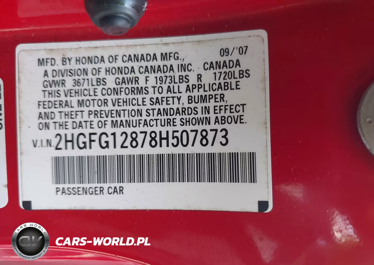 2008 Honda Civic Ex VIN:2HGFG12878H507873 - 9