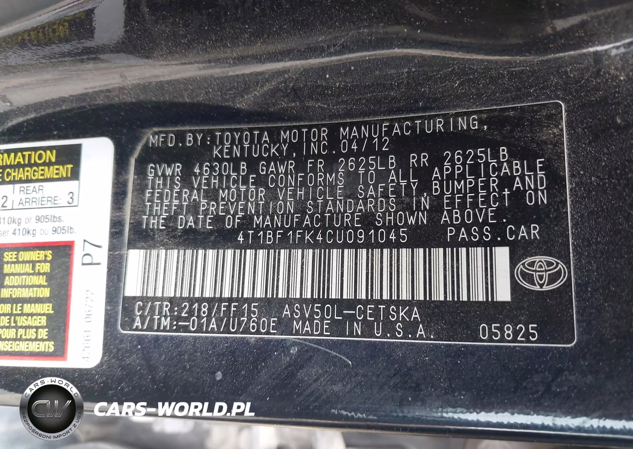 2012 Toyota Camry Se VIN:4T1BF1FK4CU091045 - 9