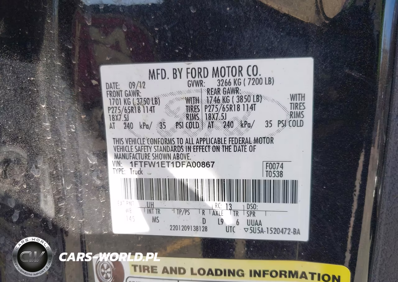 2013 Ford F150 Supercrew VIN:1FTFW1ET1DFA00867 - 9