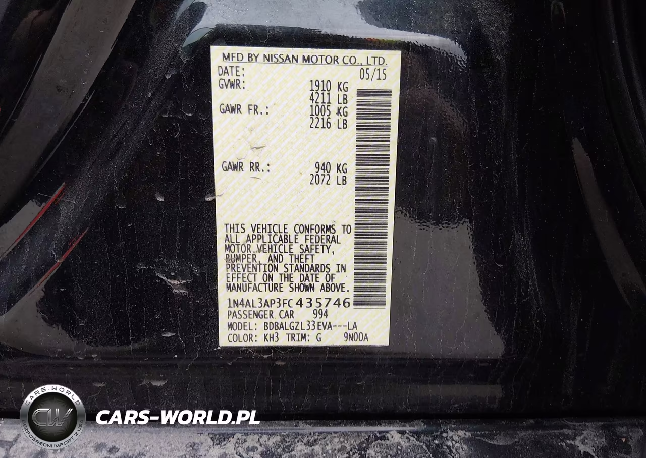 2015 Nissan Altima 2.5 S VIN:1N4AL3AP3FC435746 - 9