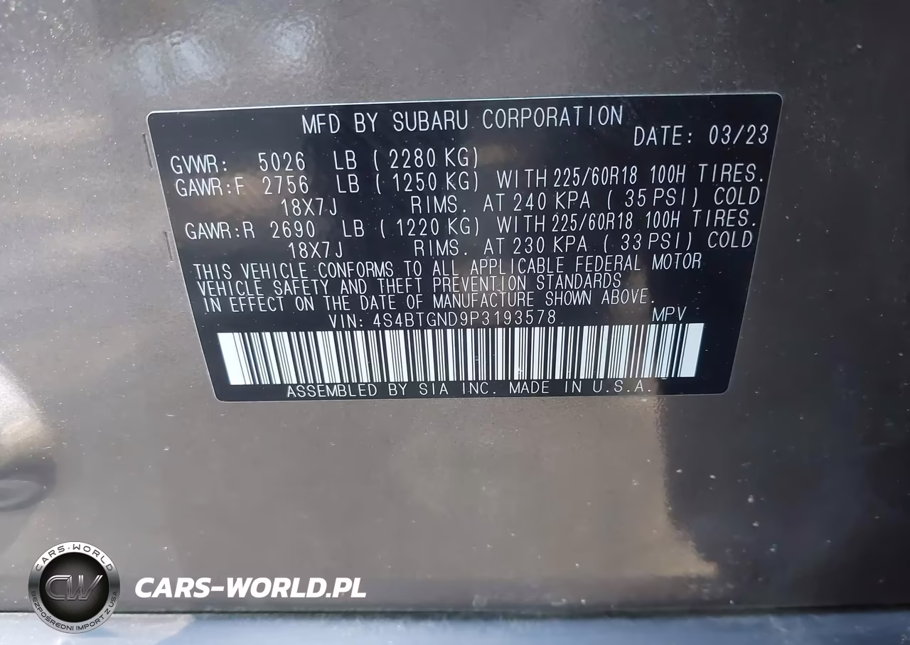 2023 Subaru Outback Limited Xt VIN:4S4BTGND9P3193578 - 9