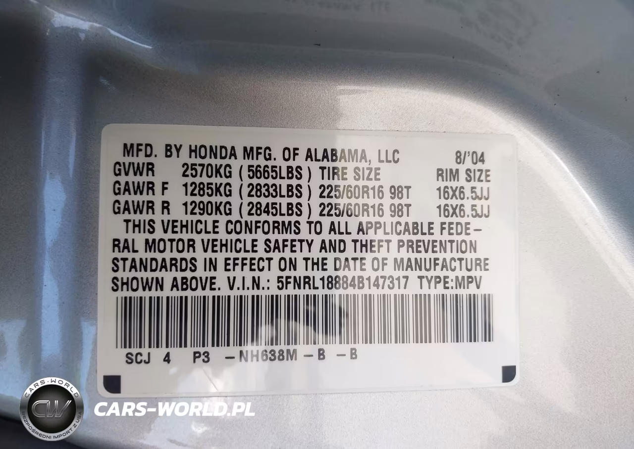 2004 Honda Odyssey Ex VIN:5FNRL18884B147317 - 9
