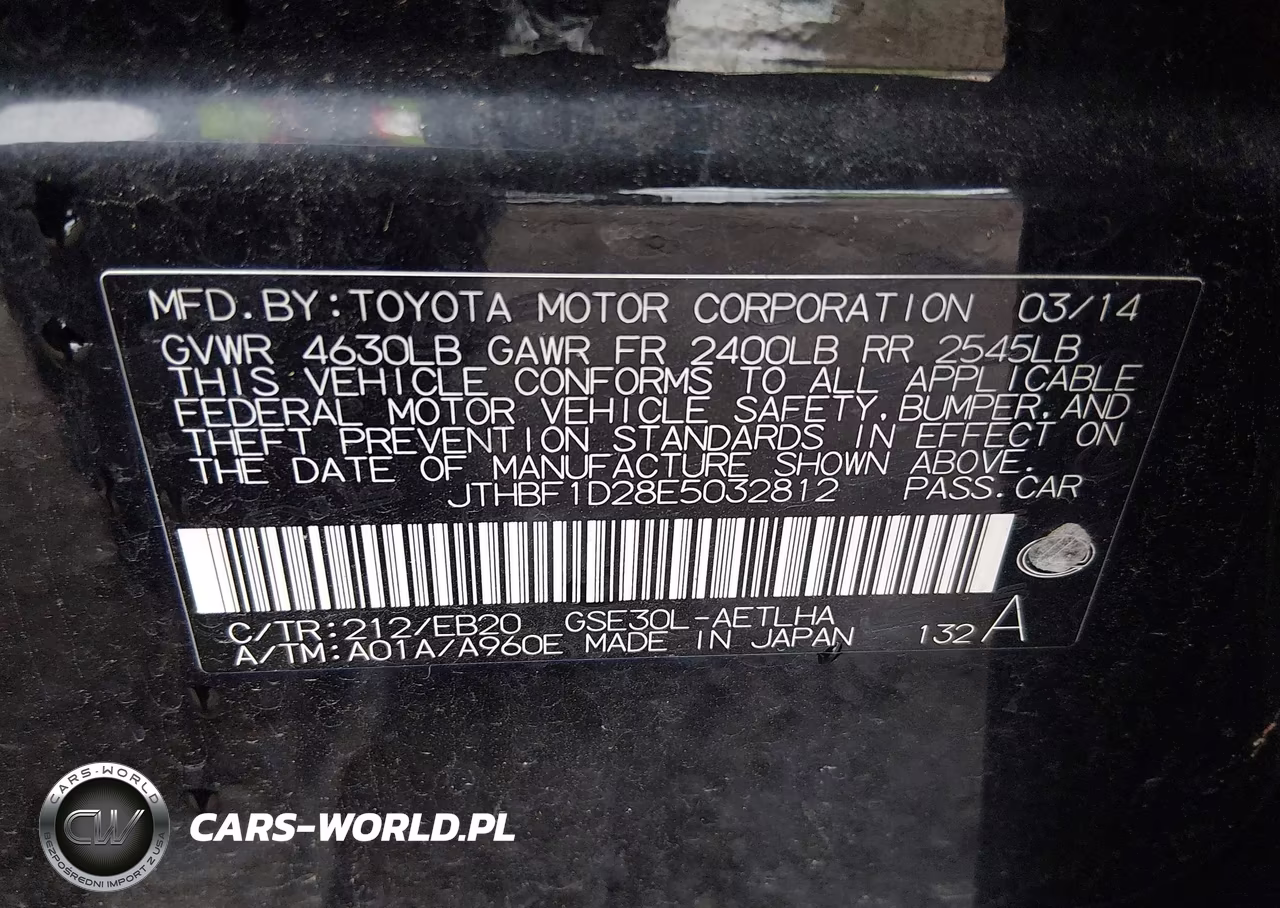 2014 Lexus Is 250 VIN:JTHBF1D28E5032812 - 9