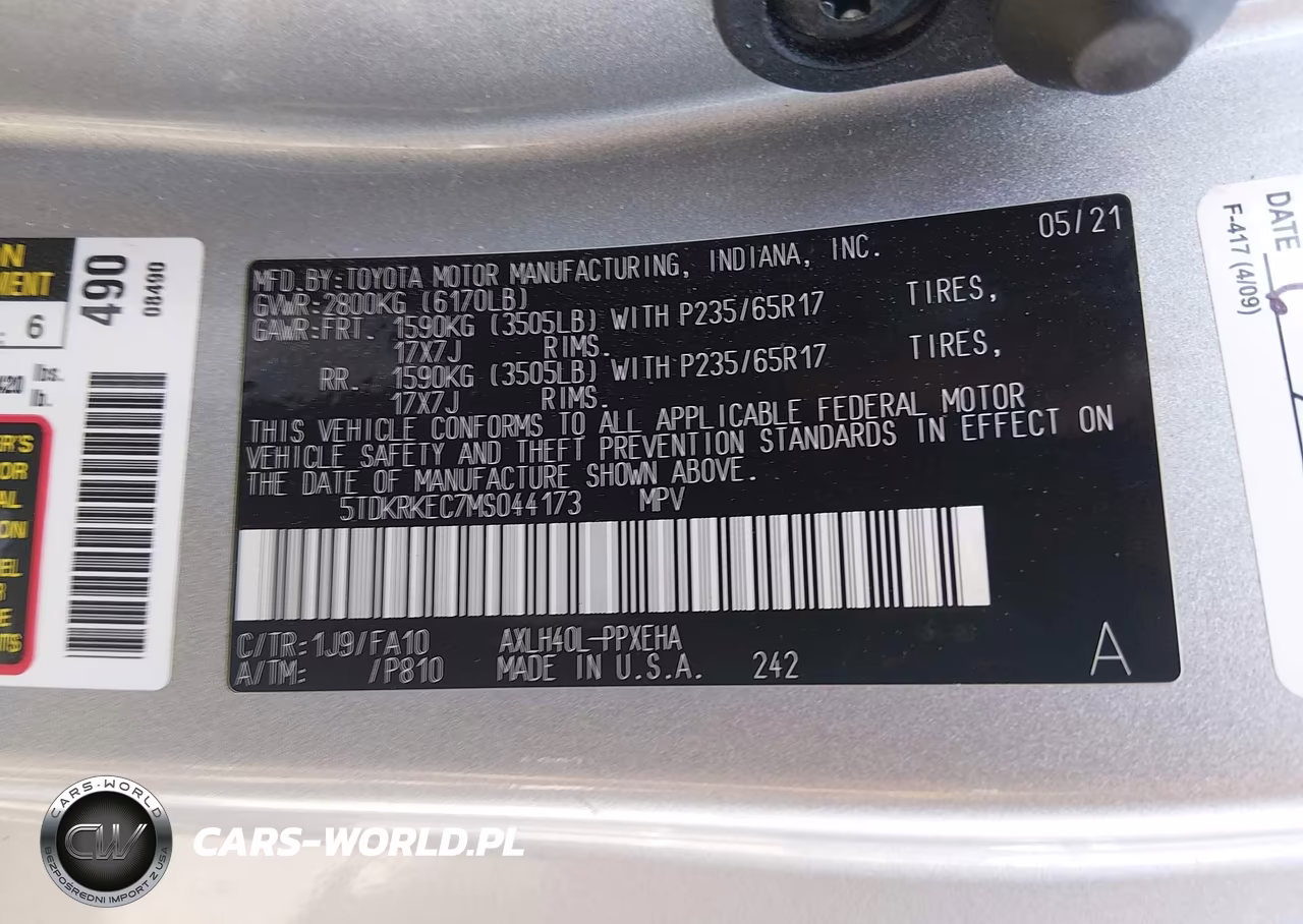 2021 Toyota Sienna Le VIN:5TDKRKEC7MS044173 - 9