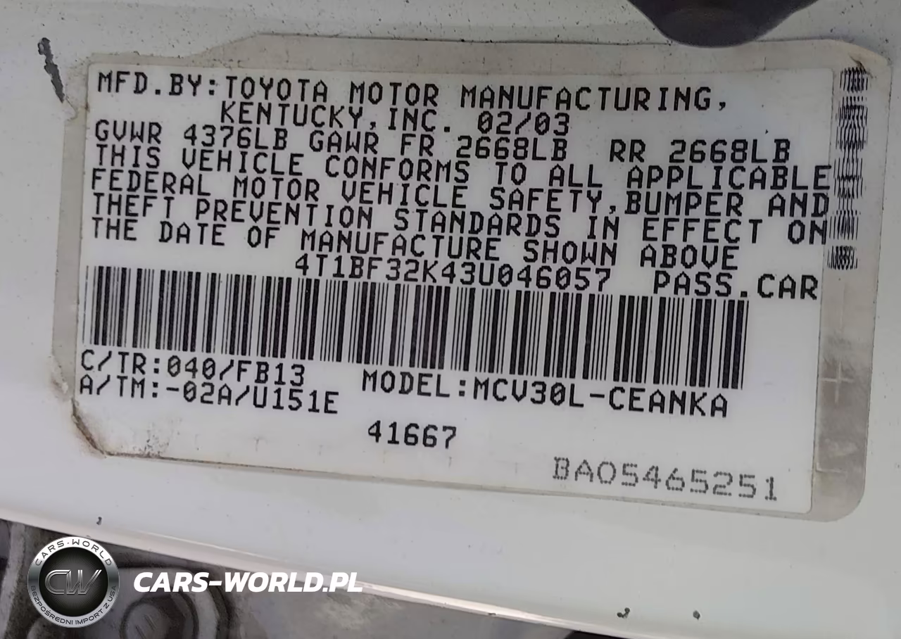 2003 Toyota Camry Le V6 VIN:4T1BF32K43U046057 - 9