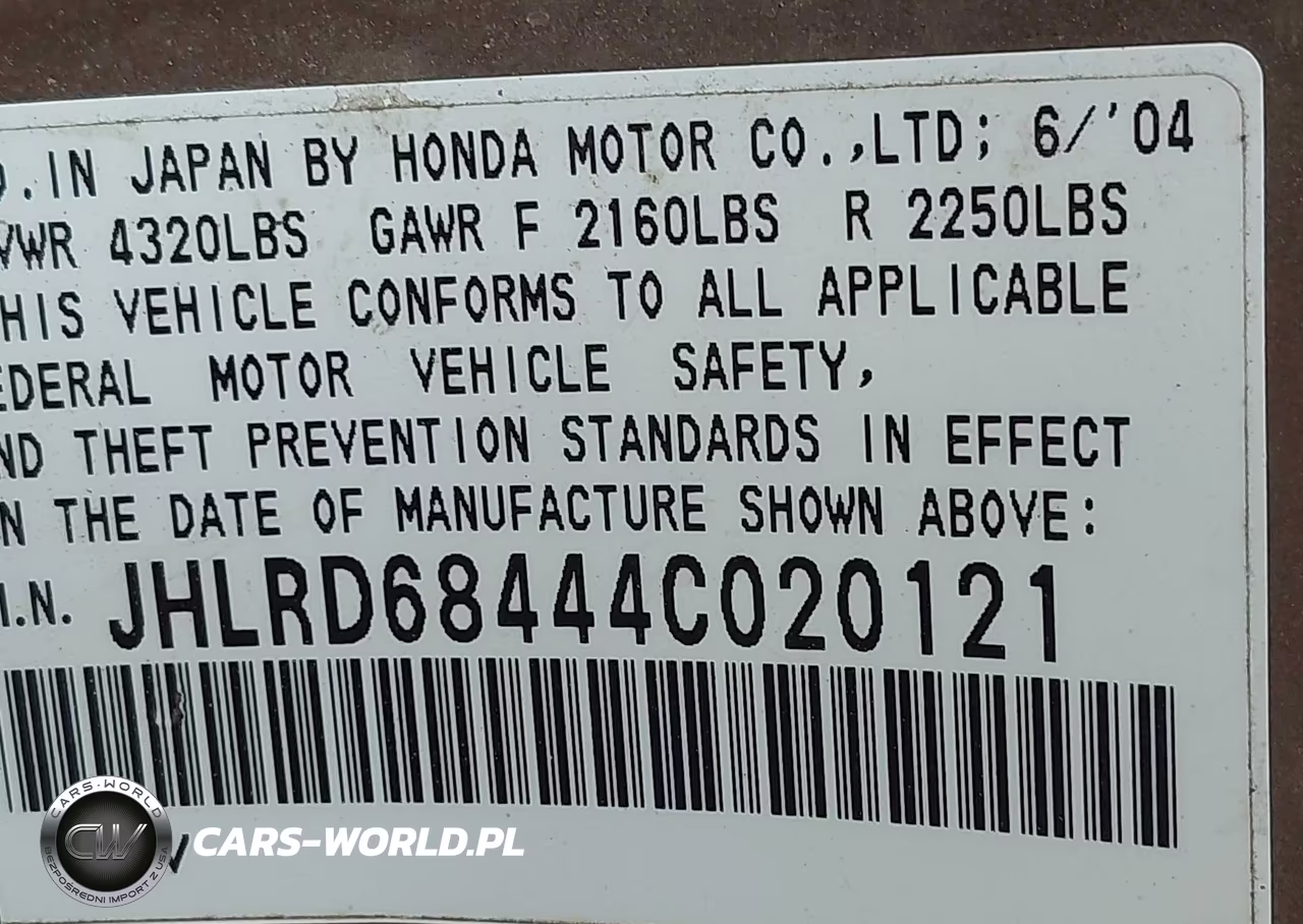 2004 Honda Cr-V Lx VIN:JHLRD68444C020121 - 9