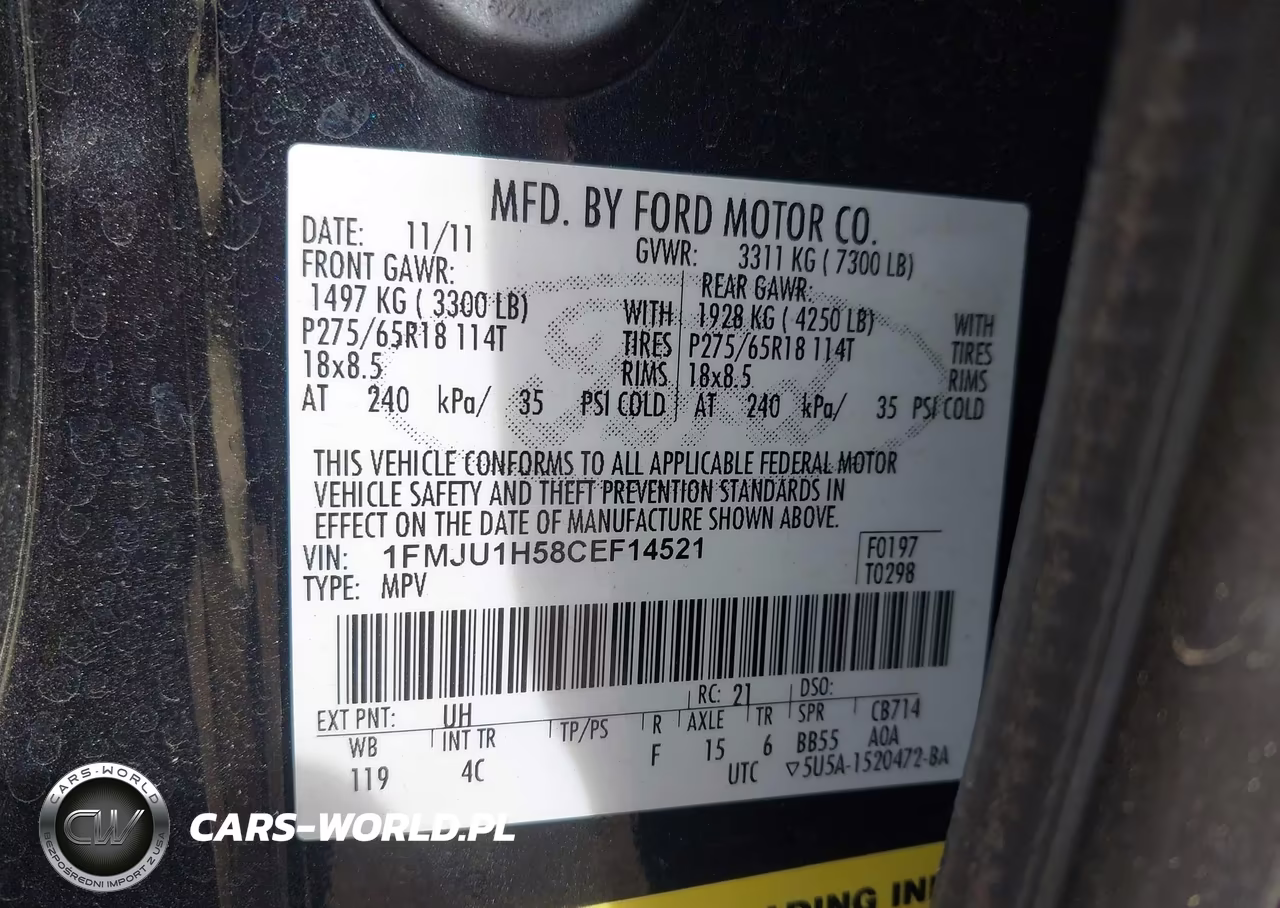 2012 Ford Expedition Xlt VIN:1FMJU1H58CEF14521 - 9
