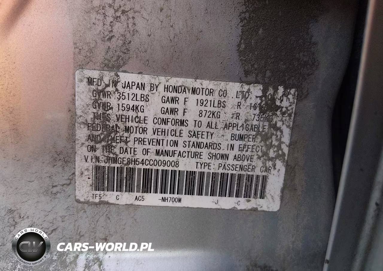 2012 Honda Fit Sport VIN:JHMGE8H54CC009008 - 9