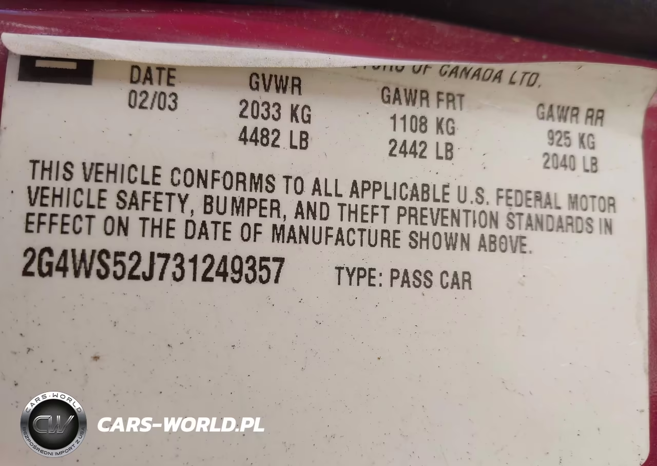 2003 Buick Century Custom VIN:2G4WS52J731249357 - 9