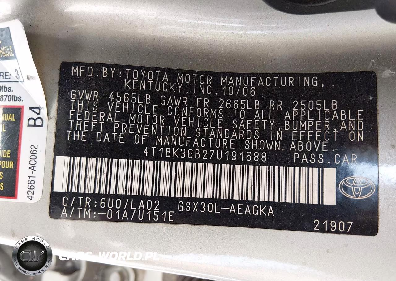 2007 Toyota Avalon Xls VIN:4T1BK36B27U191688 - 9
