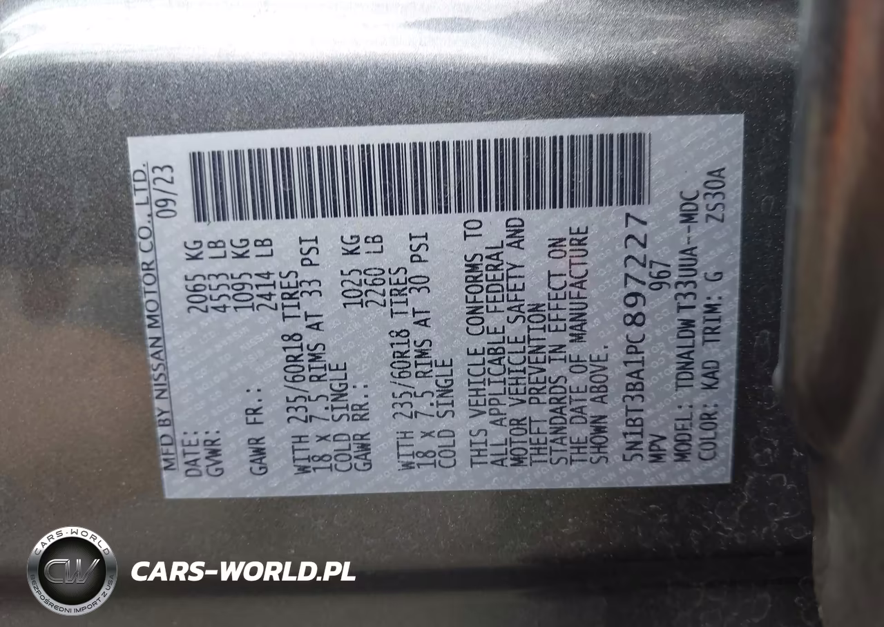 2023 Nissan Rogue Sv Fwd VIN:5N1BT3BA1PC897227 - 9