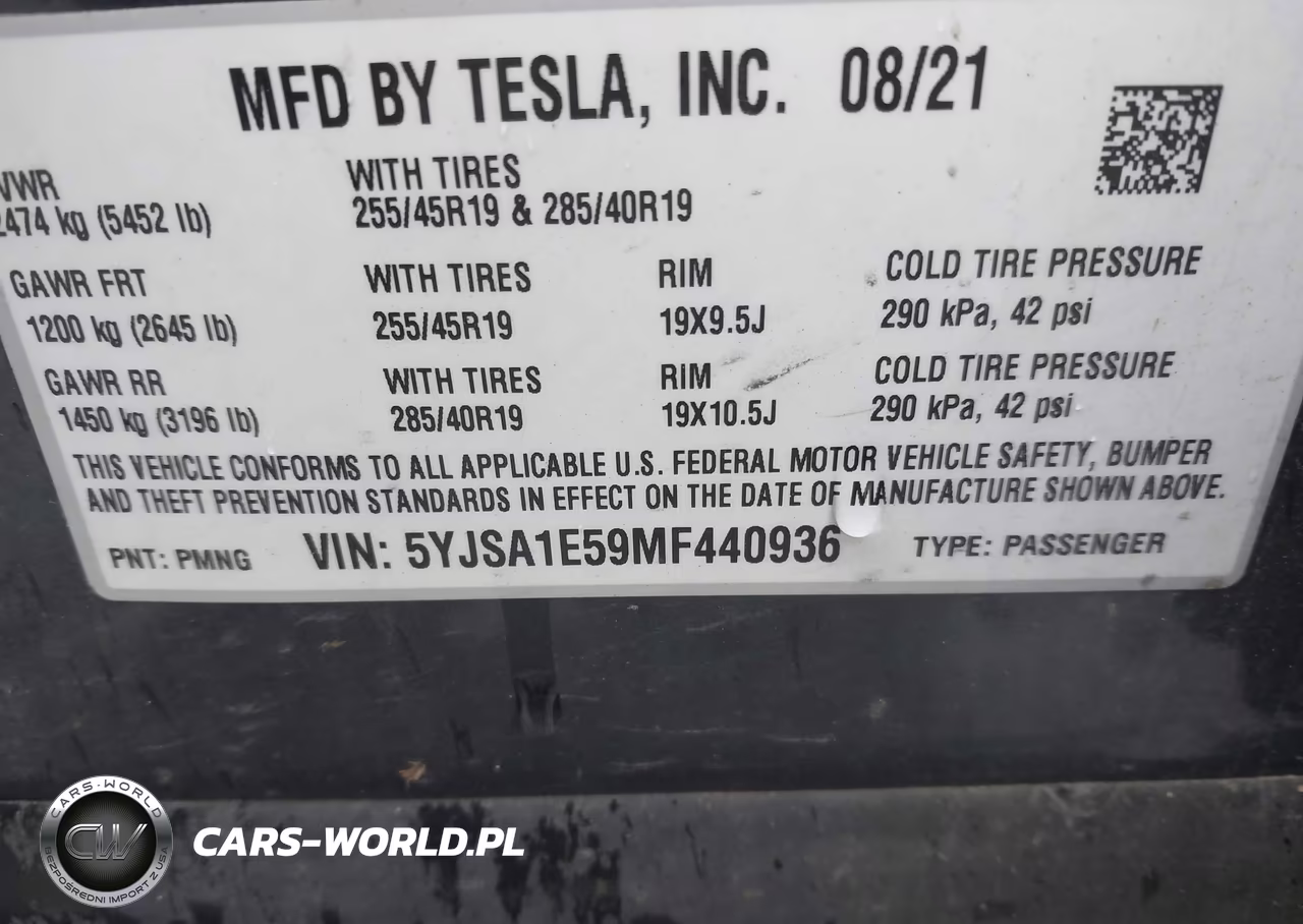 2021 Tesla Model S Long Range Dual Motor All-Wheel Drive VIN:5YJSA1E59MF440936 - 9
