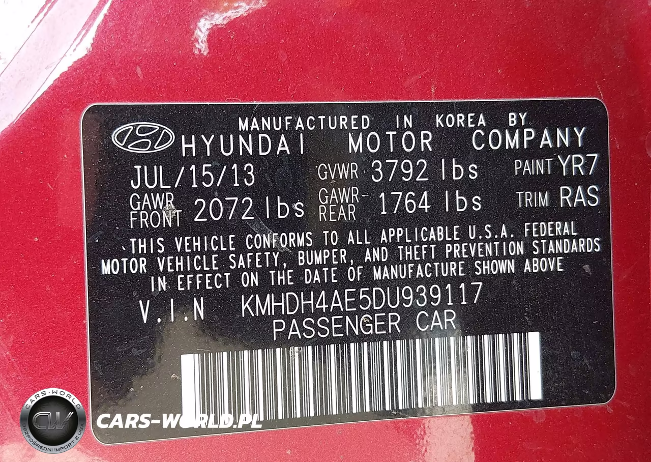 2013 Hyundai Elantra Gls VIN:KMHDH4AE5DU939117 - 9