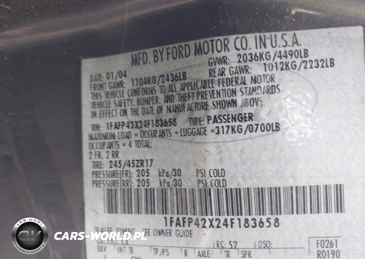 2004 Ford Mustang Gt VIN:1FAFP42X24F183658 - 9