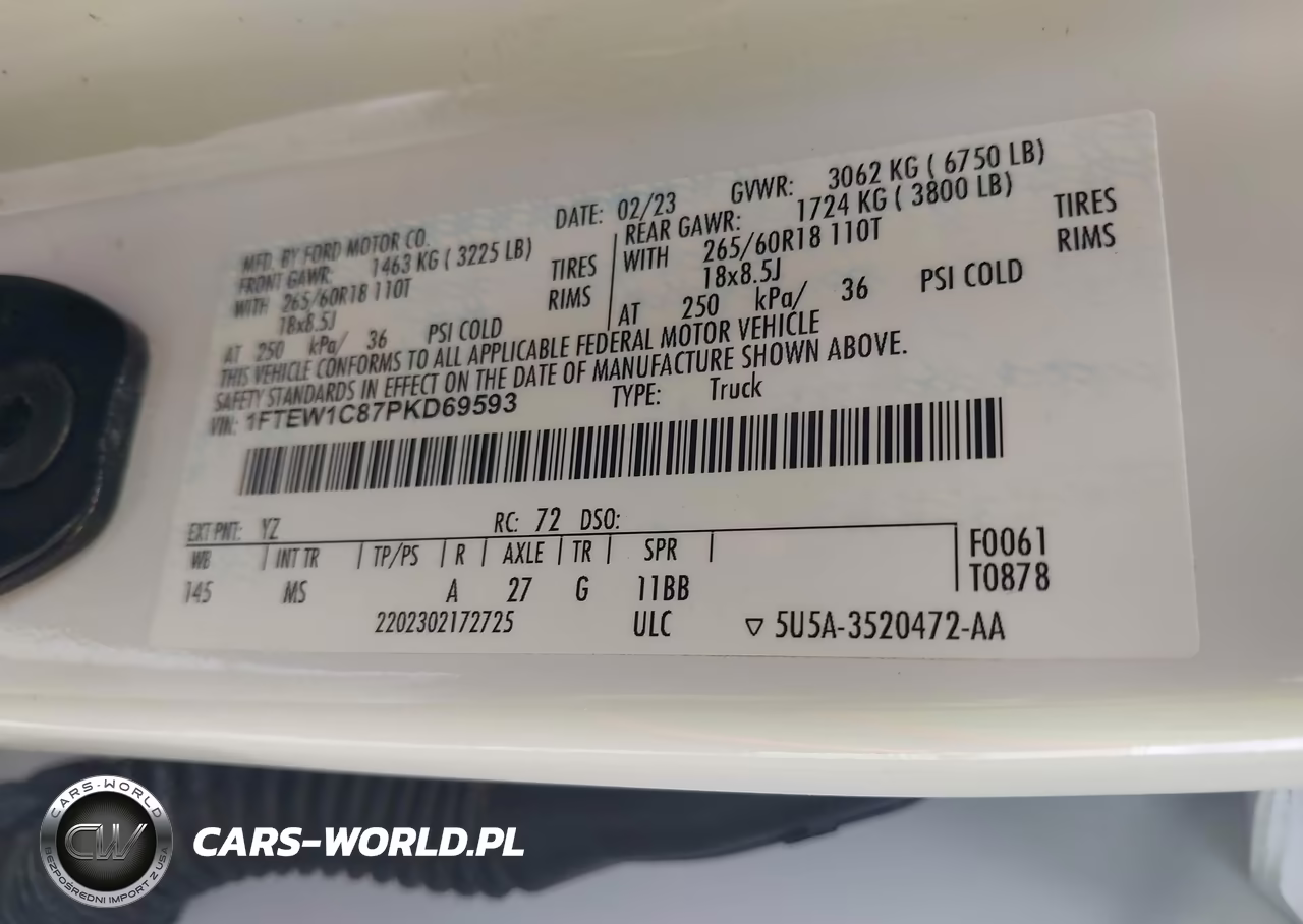 2023 Ford F150 Supercrew VIN:1FTEW1C87PKD69593 - 9