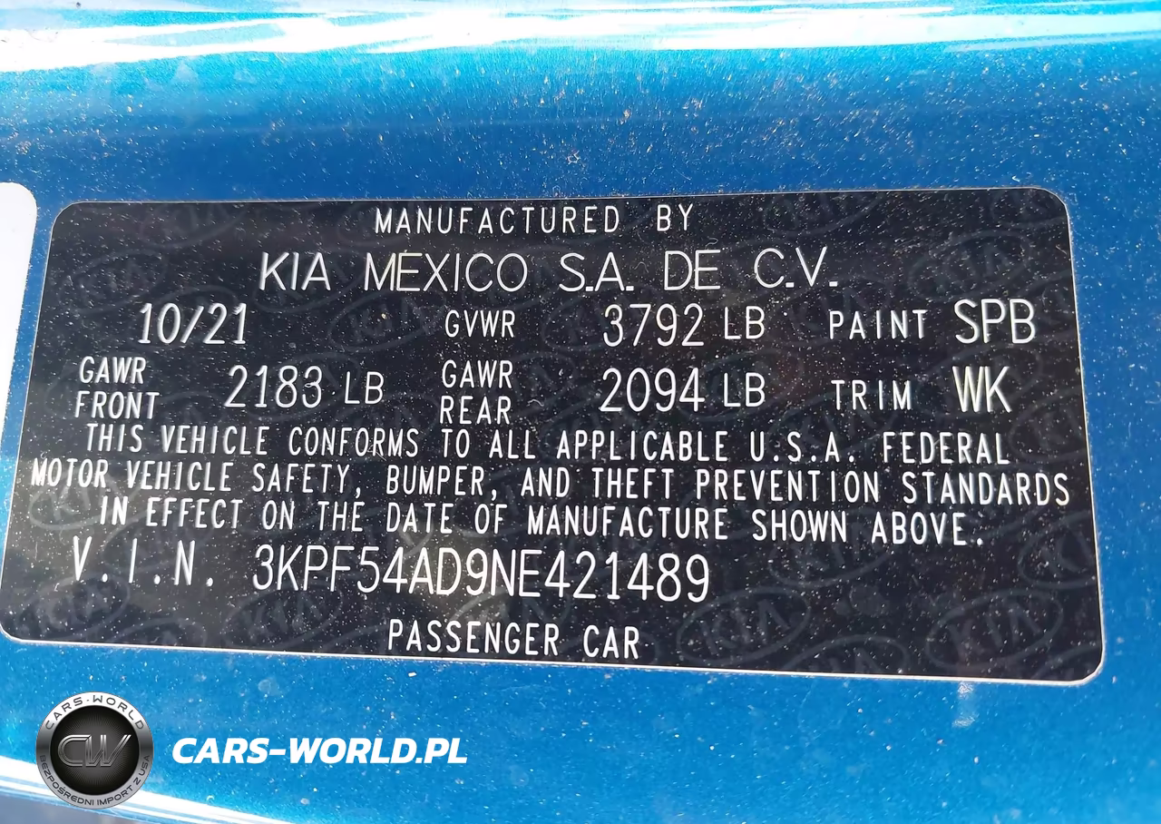 2022 Kia Forte Gt-Line VIN:3KPF54AD9NE421489 - 9