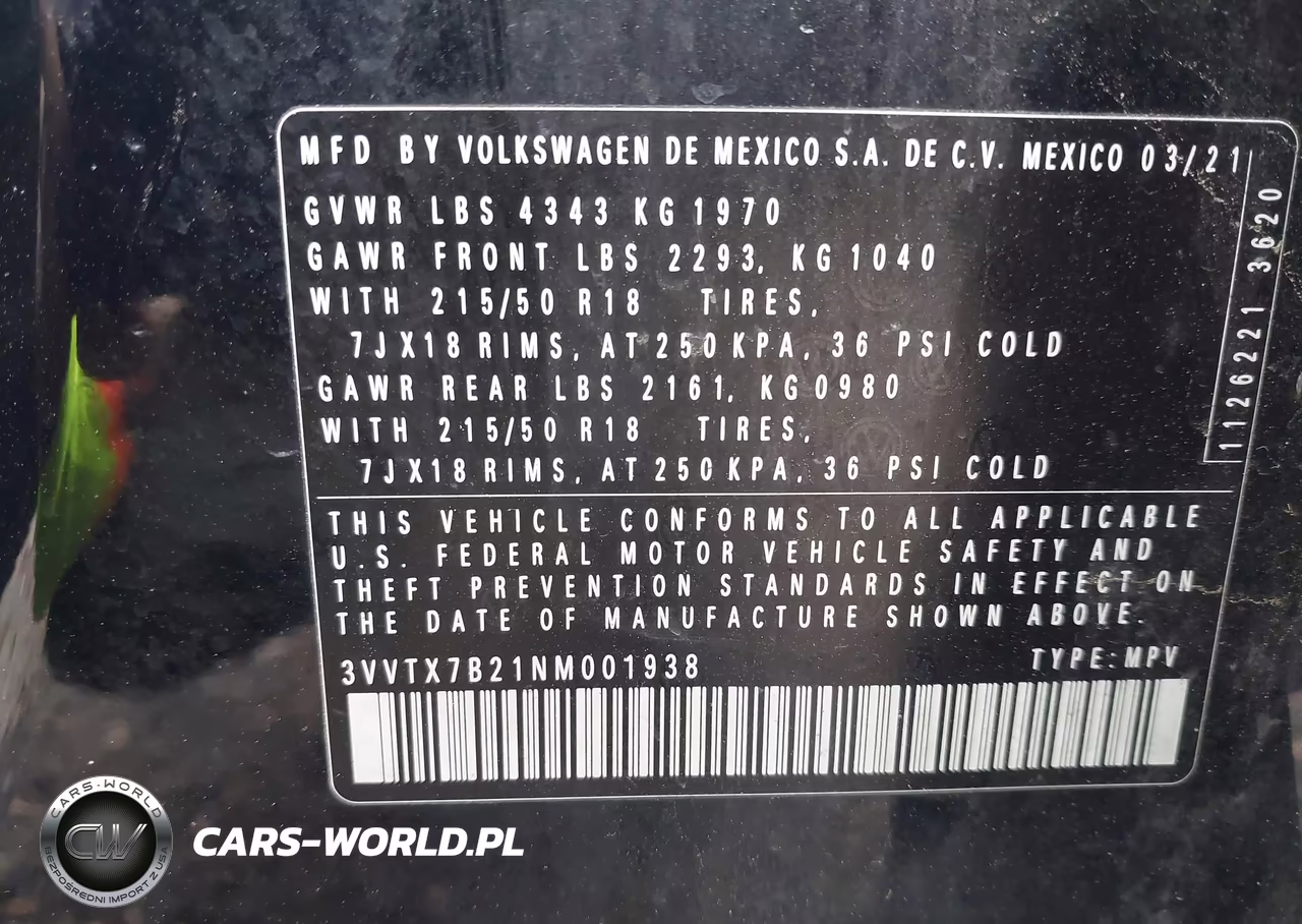 2022 Volkswagen Taos 1.5T Se VIN:3VVTX7B21NM001938 - 9