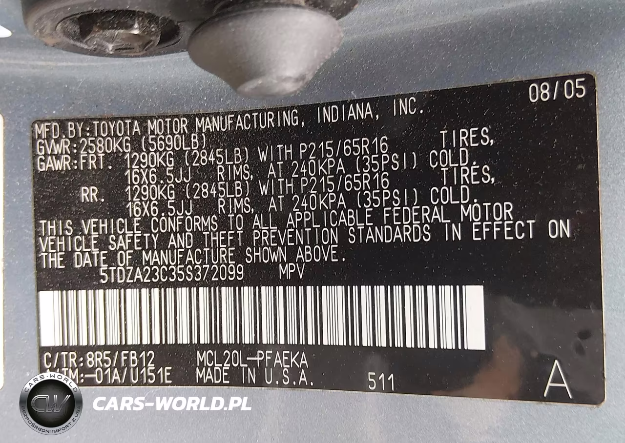 2005 Toyota Sienna Le VIN:5TDZA23C35S372099 - 9