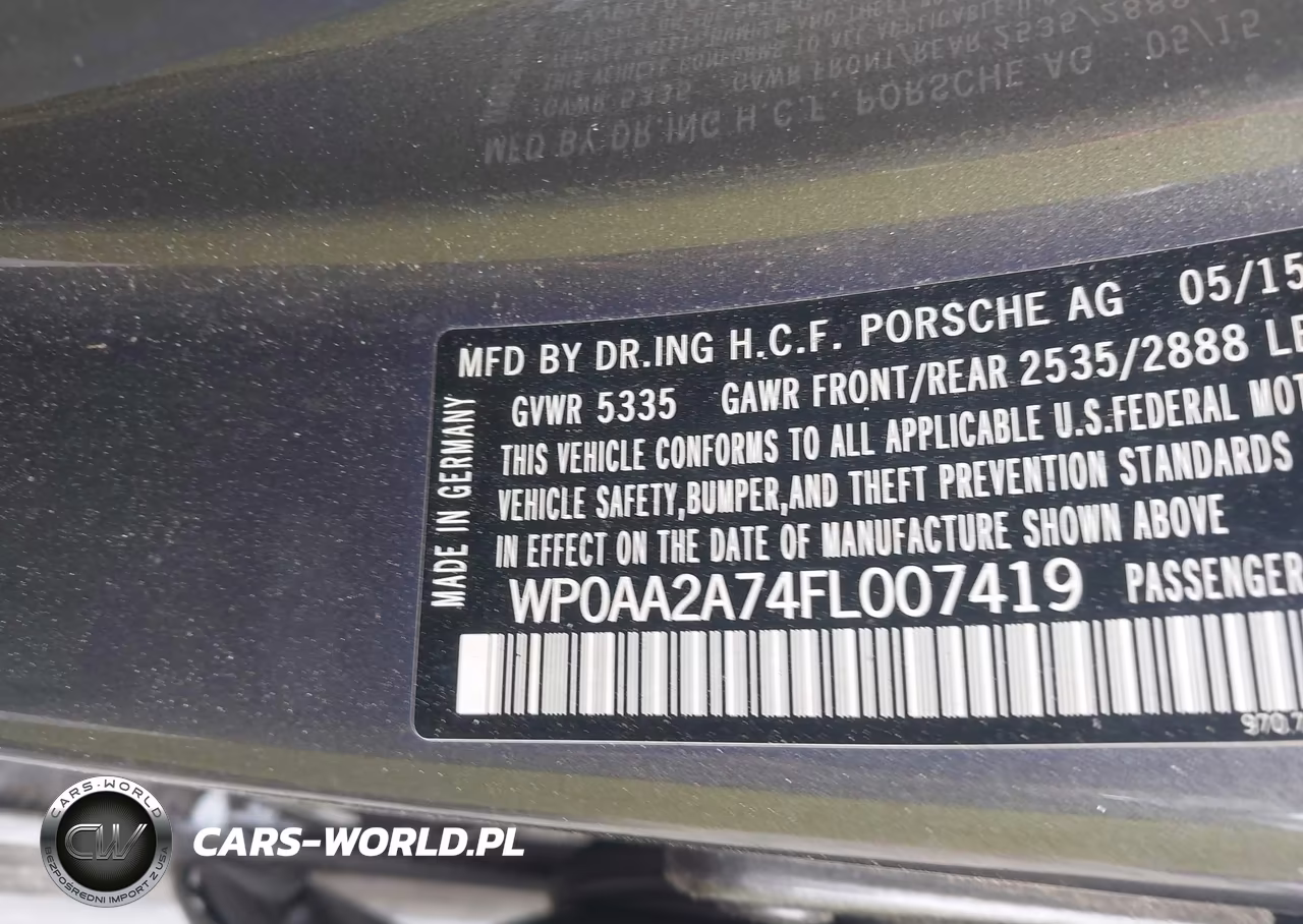 2015 Porsche Panamera 4 VIN:WP0AA2A74FL007419 - 9