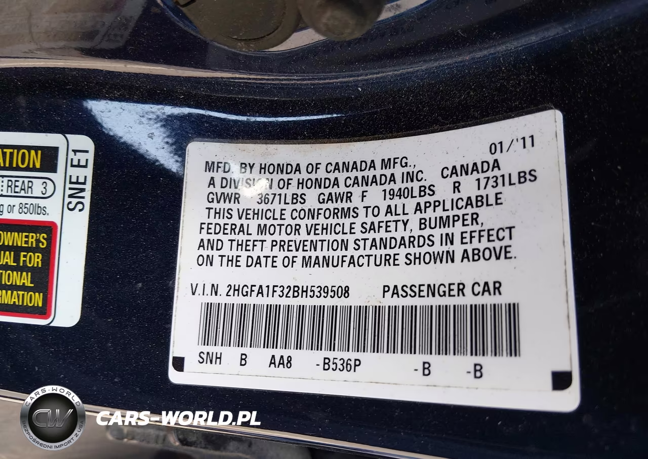 2011 Honda Civic Vp VIN:2HGFA1F32BH539508 - 9