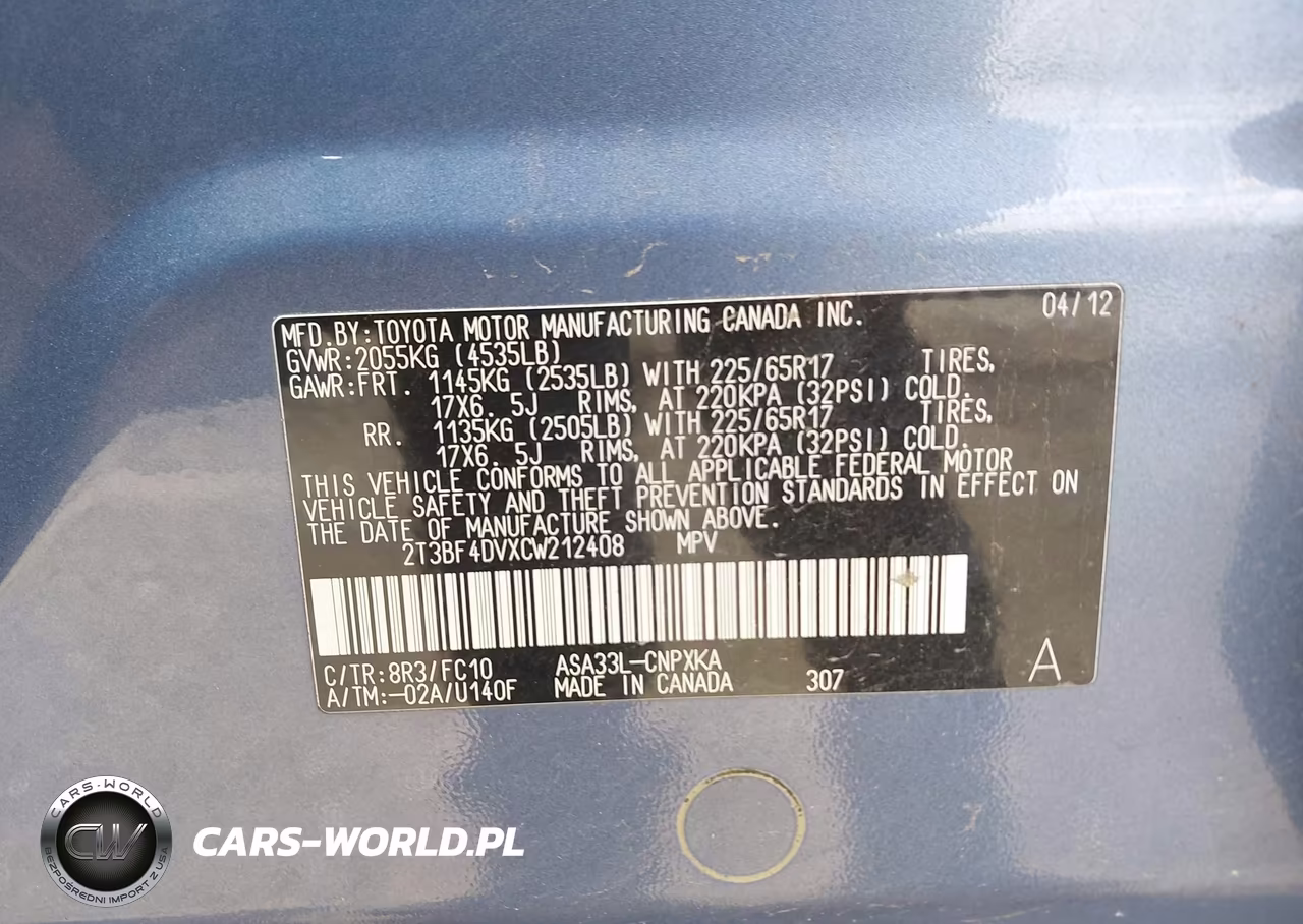 2012 Toyota Rav4 VIN:2T3BF4DVXCW212408 - 9
