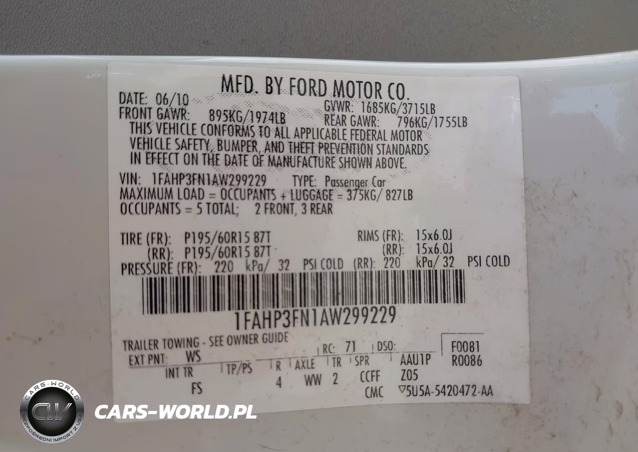 2010 Ford Focus Se VIN:1FAHP3FN1AW299229 - 9