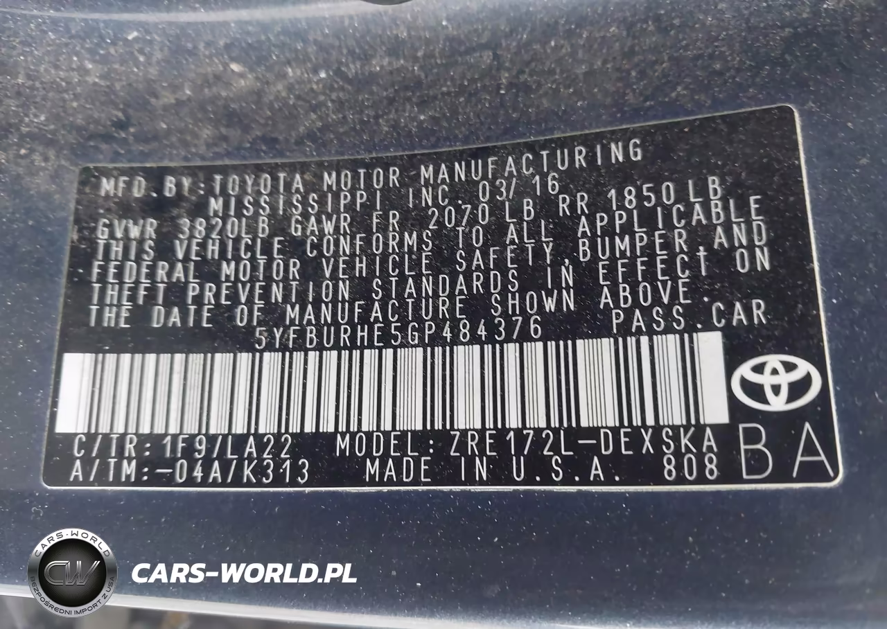 2016 Toyota Corolla S Premium VIN:5YFBURHE5GP484376 - 9