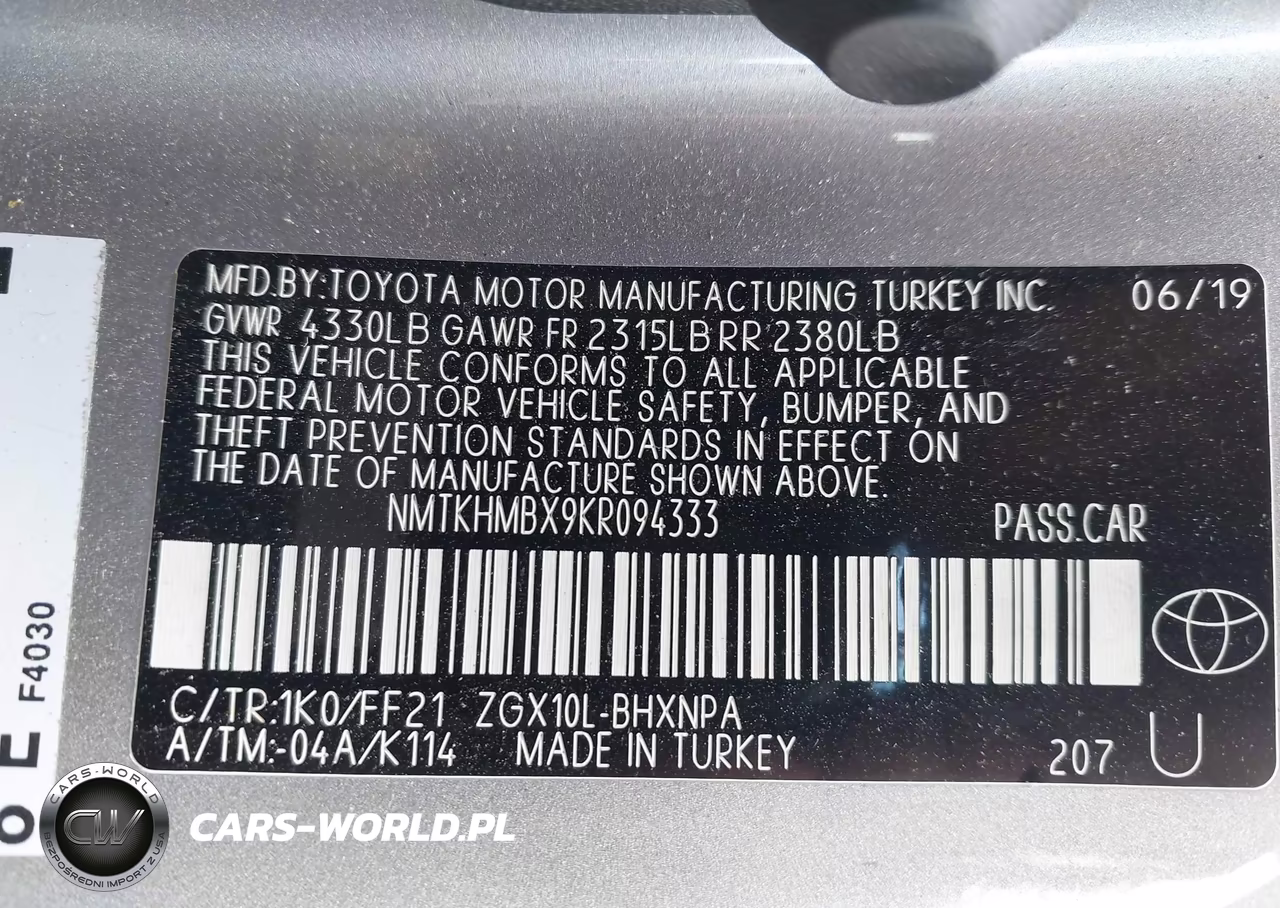 2019 Toyota C-Hr Xle VIN:NMTKHMBX9KR094333 - 9