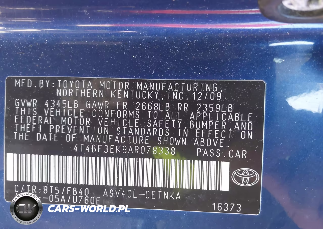 2010 Toyota Camry Le VIN:4T4BF3EK9AR078338 - 9