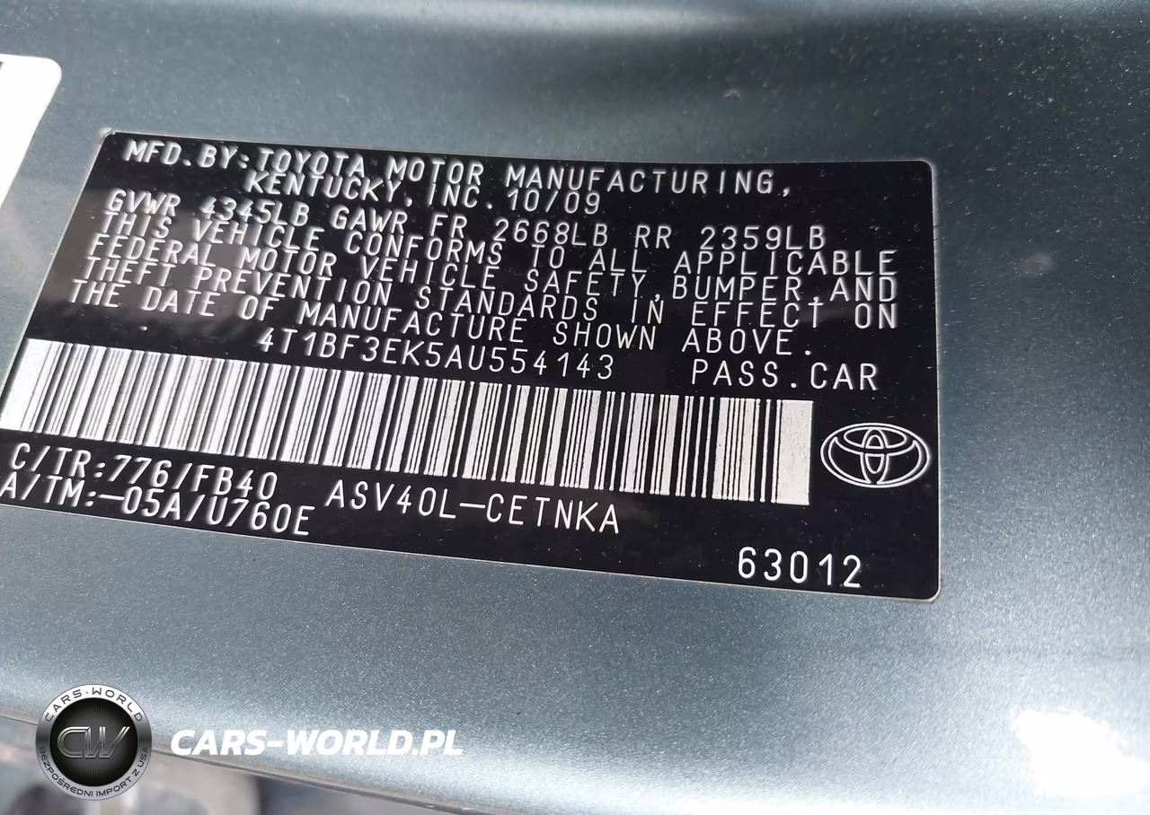 2010 Toyota Camry Le VIN:4T1BF3EK5AU554143 - 9