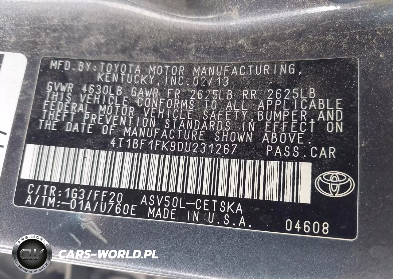 2013 Toyota Camry Se VIN:4T1BF1FK9DU231267 - 9