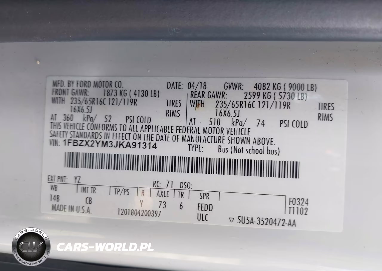 2018 Ford Transit-350 Xlt VIN:1FBZX2YM3JKA91314 - 9