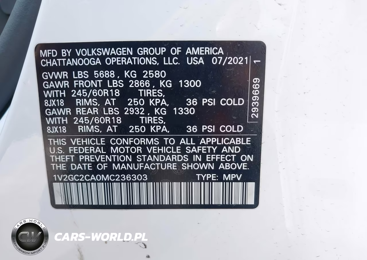 2021 Volkswagen Atlas Cross Sport 2.0T S VIN:1V2GC2CA0MC236303 - 9