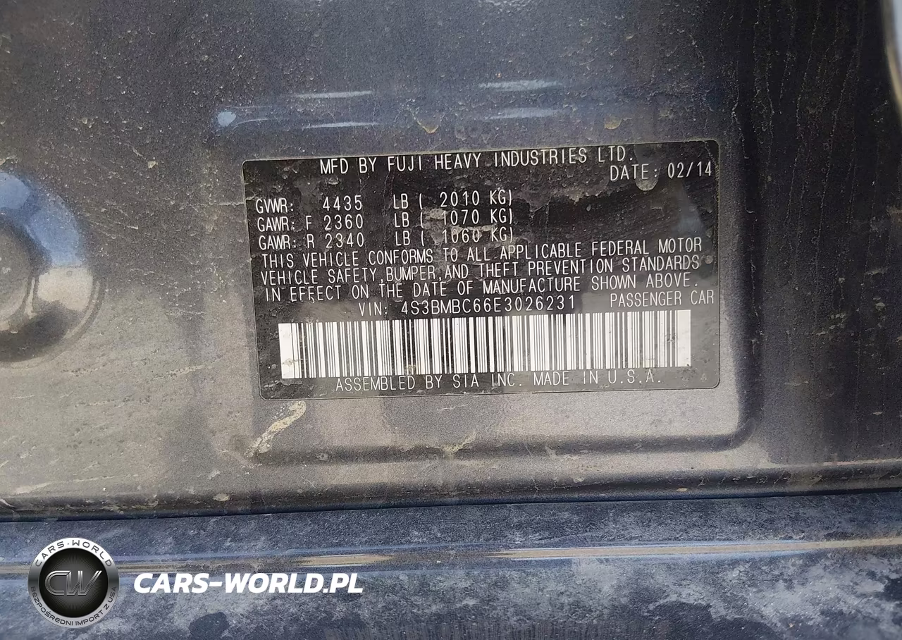 2014 Subaru Legacy 2.5I Premium VIN:4S3BMBC66E3026231 - 9