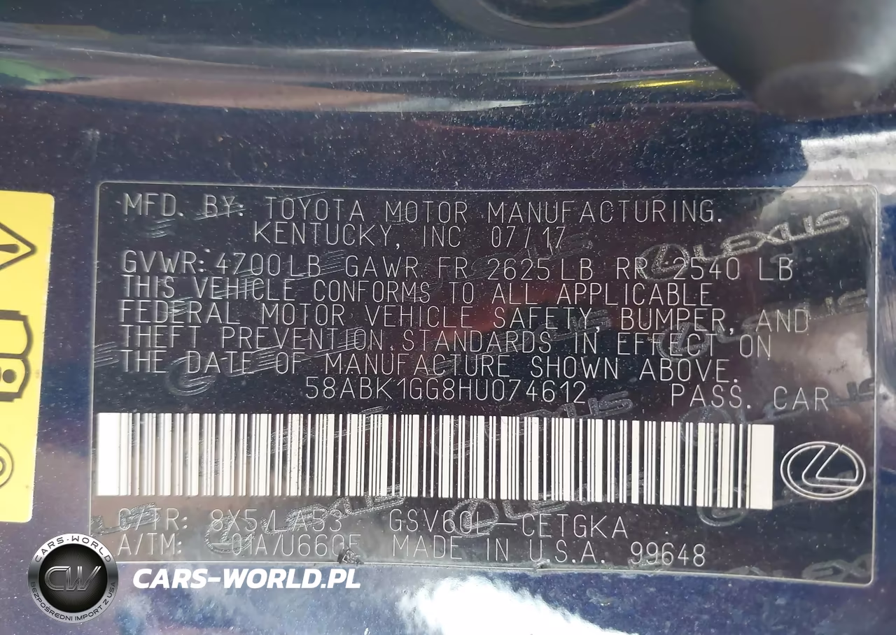 2017 Lexus Es 350 VIN:58ABK1GG8HU074612 - 9