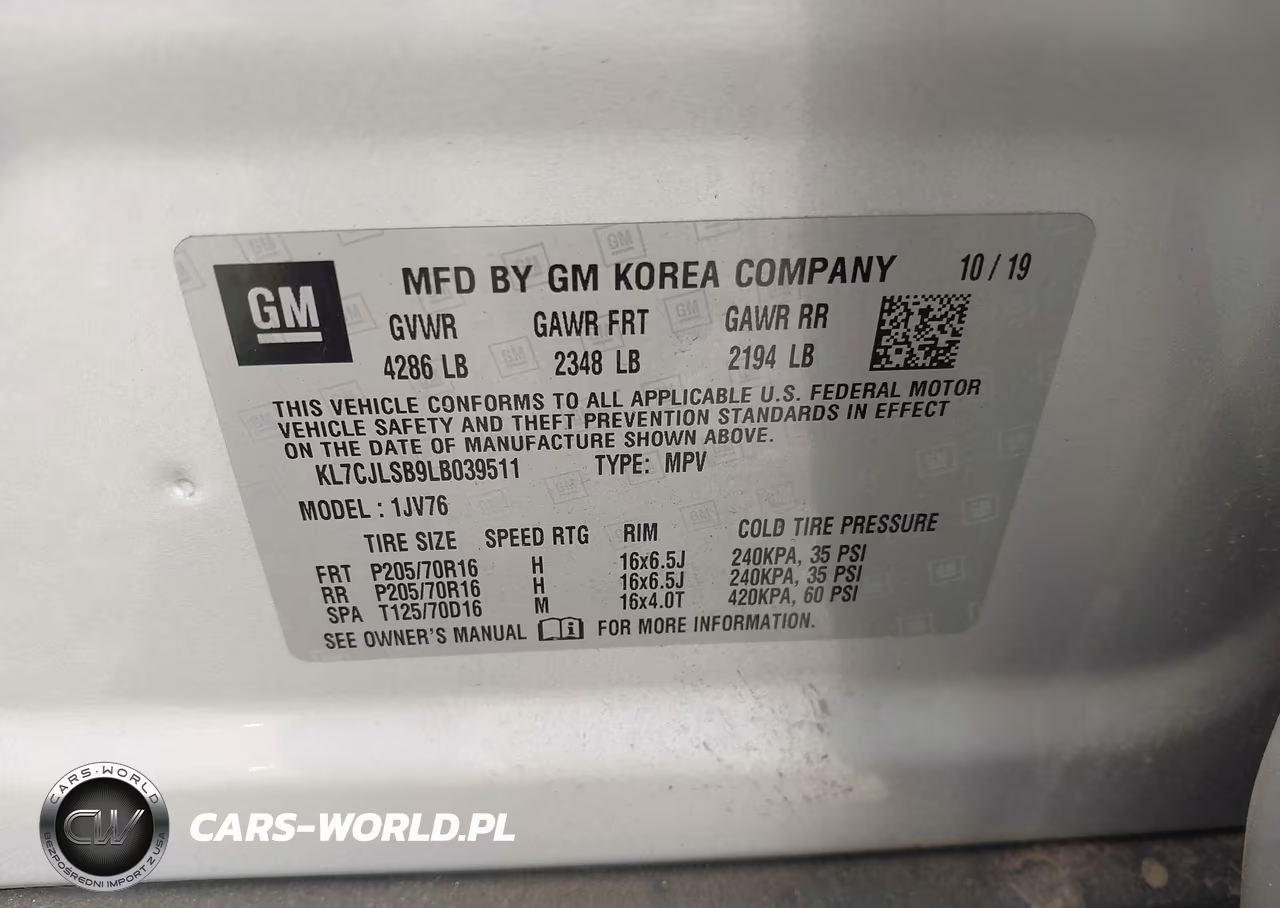 2020 Chevrolet Trax Fwd Lt VIN:KL7CJLSB9LB039511 - 9