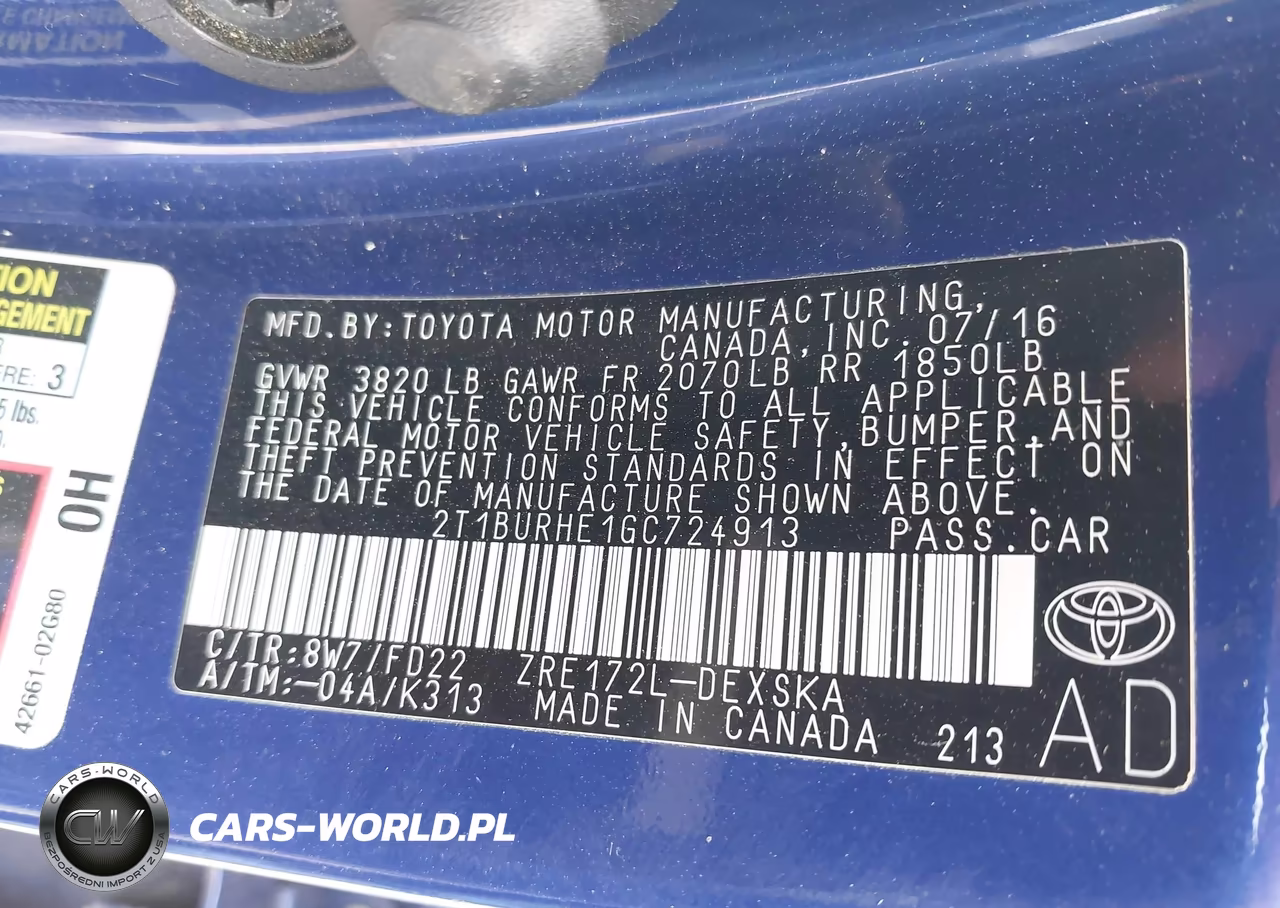 2016 Toyota Corolla S Plus VIN:2T1BURHE1GC724913 - 9