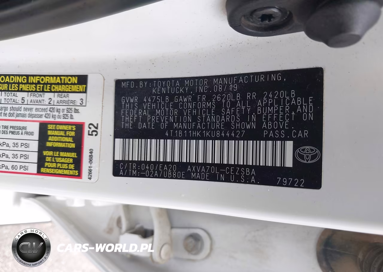 2019 Toyota Camry Se VIN:4T1B11HK1KU844427 - 9