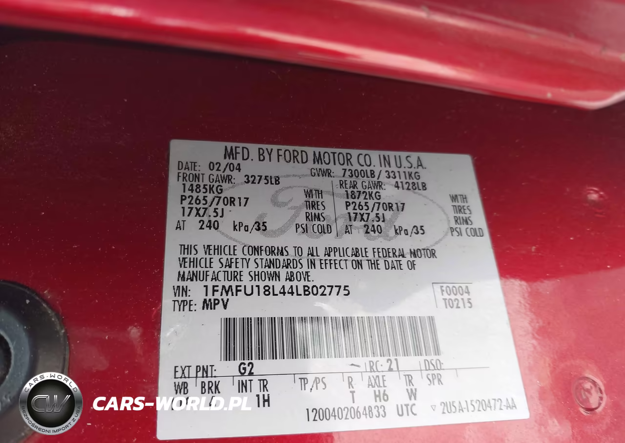 2004 Ford Expedition Eddie Bauer VIN:1FMFU18L44LB02775 - 9