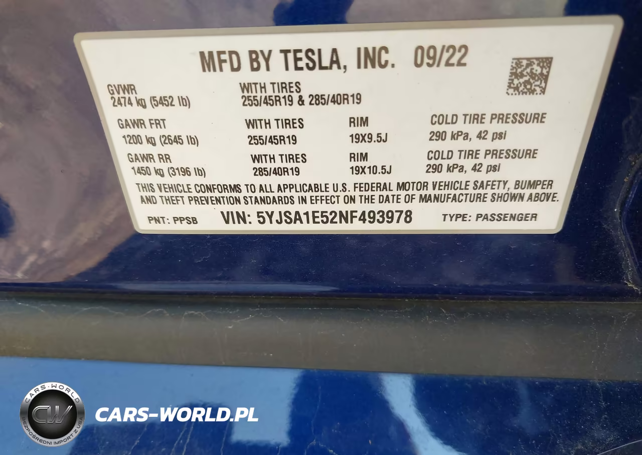 2022 Tesla Model S Dual Motor All-Wheel Drive VIN:5YJSA1E52NF493978 - 9