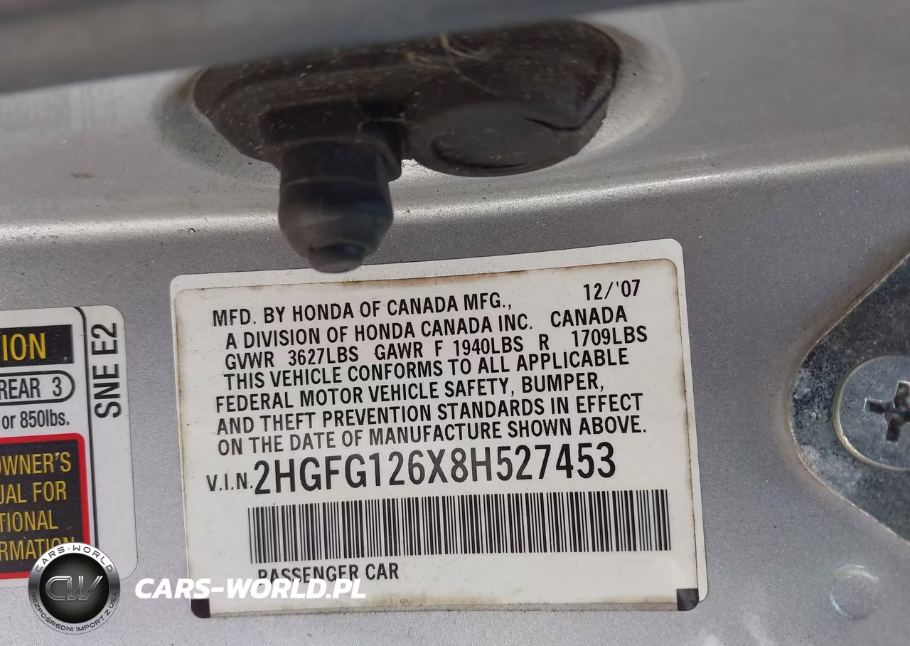 2008 Honda Civic Lx VIN:2HGFG126X8H527453 - 9