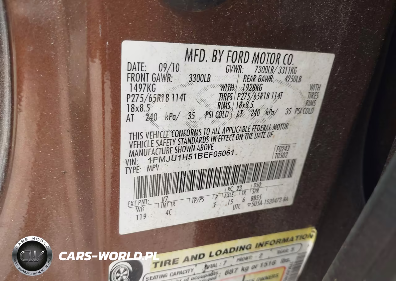 2011 Ford Expedition Xlt VIN:1FMJU1H51BEF05061 - 9