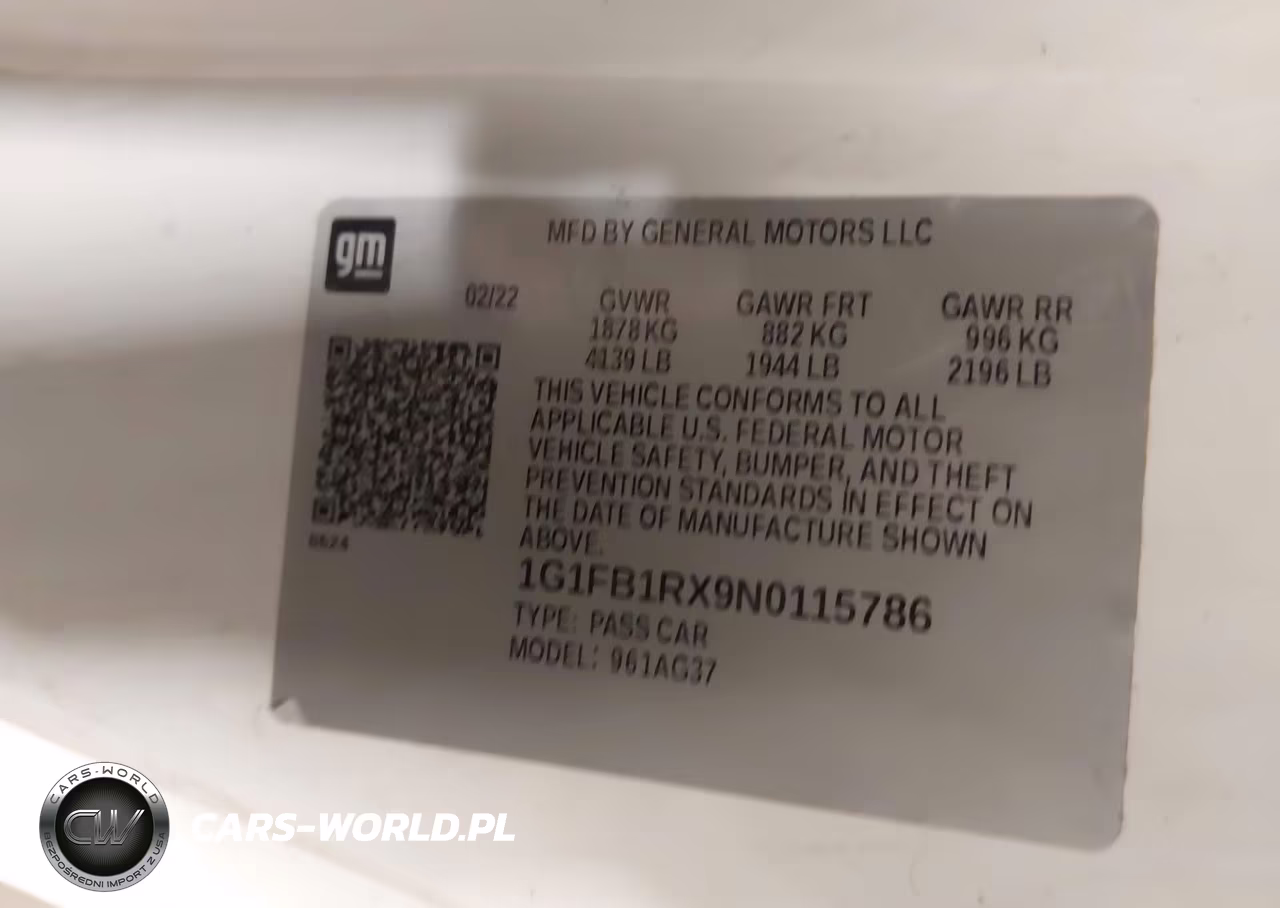 2022 Chevrolet Camaro Rwd 1Lt VIN:1G1FB1RX9N0115786 - 9