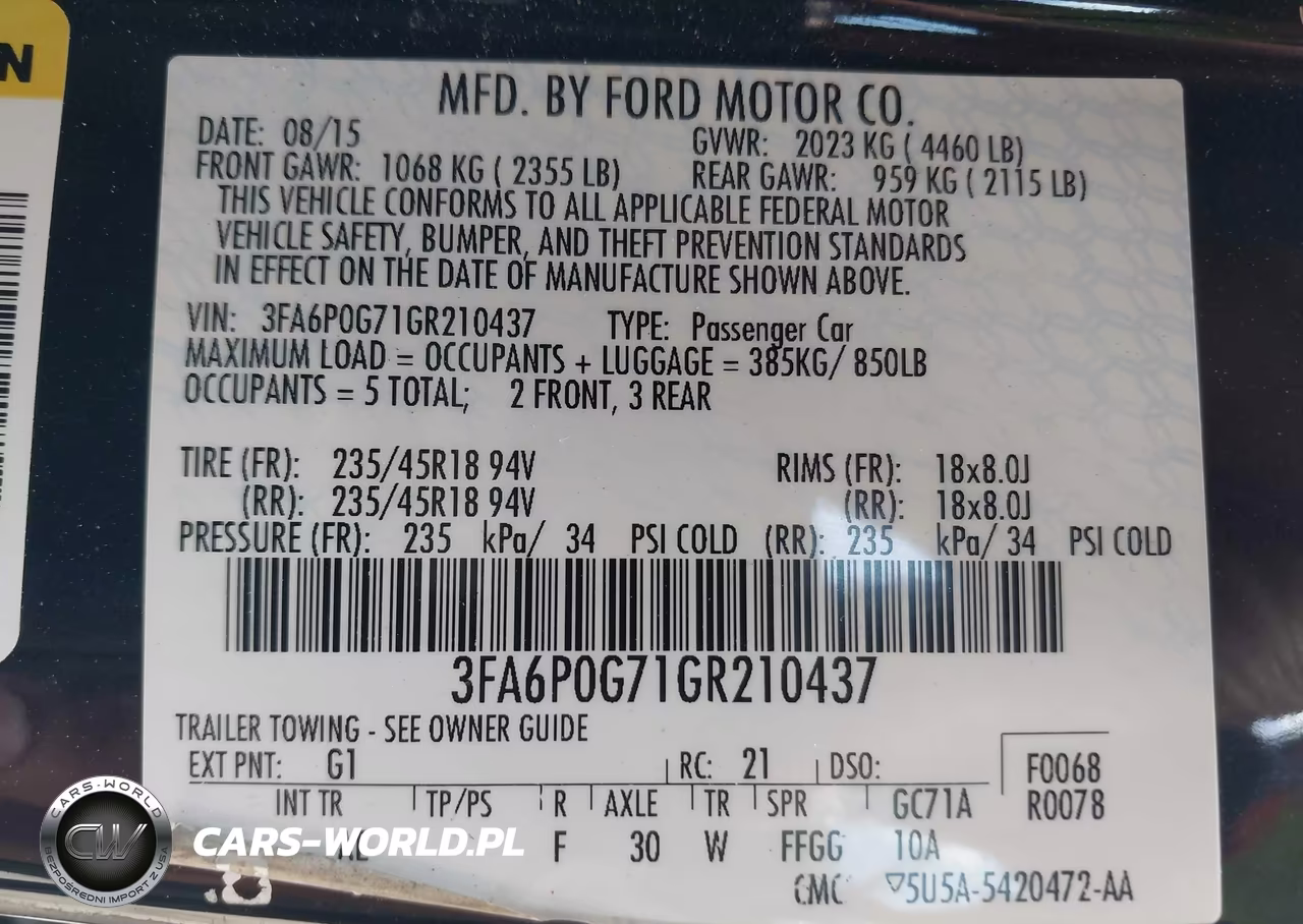 2016 Ford Fusion S VIN:3FA6P0G71GR210437 - 9
