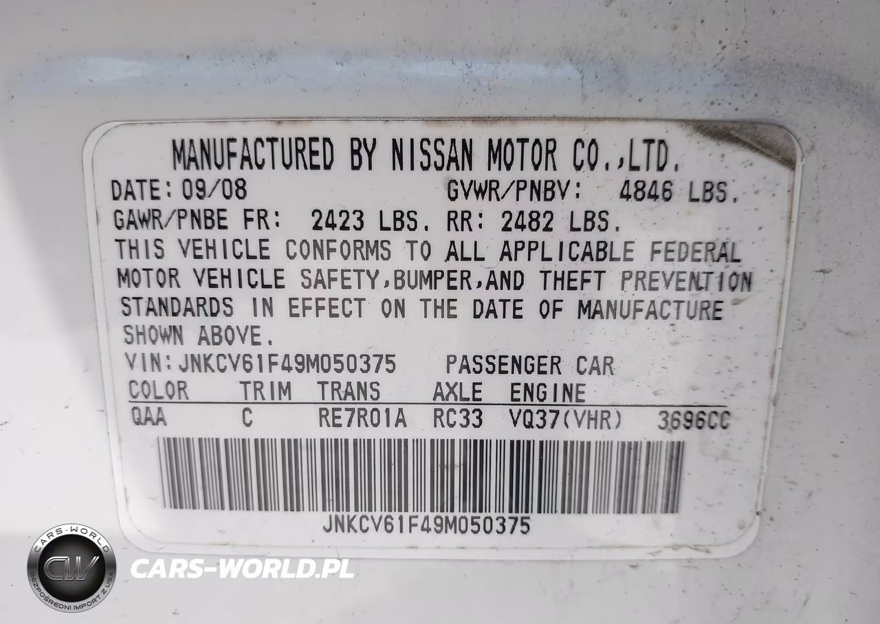 2009 Infiniti G37X VIN:JNKCV61F49M050375 - 9
