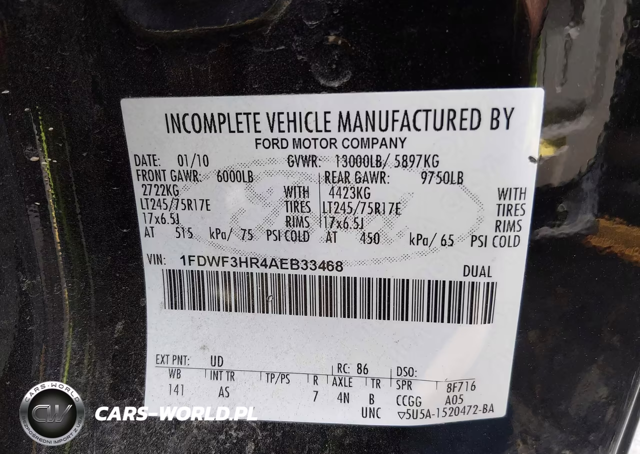 2010 Ford F-350 Chassis Xl-Xlt VIN:1FDWF3HR4AEB33468 - 8