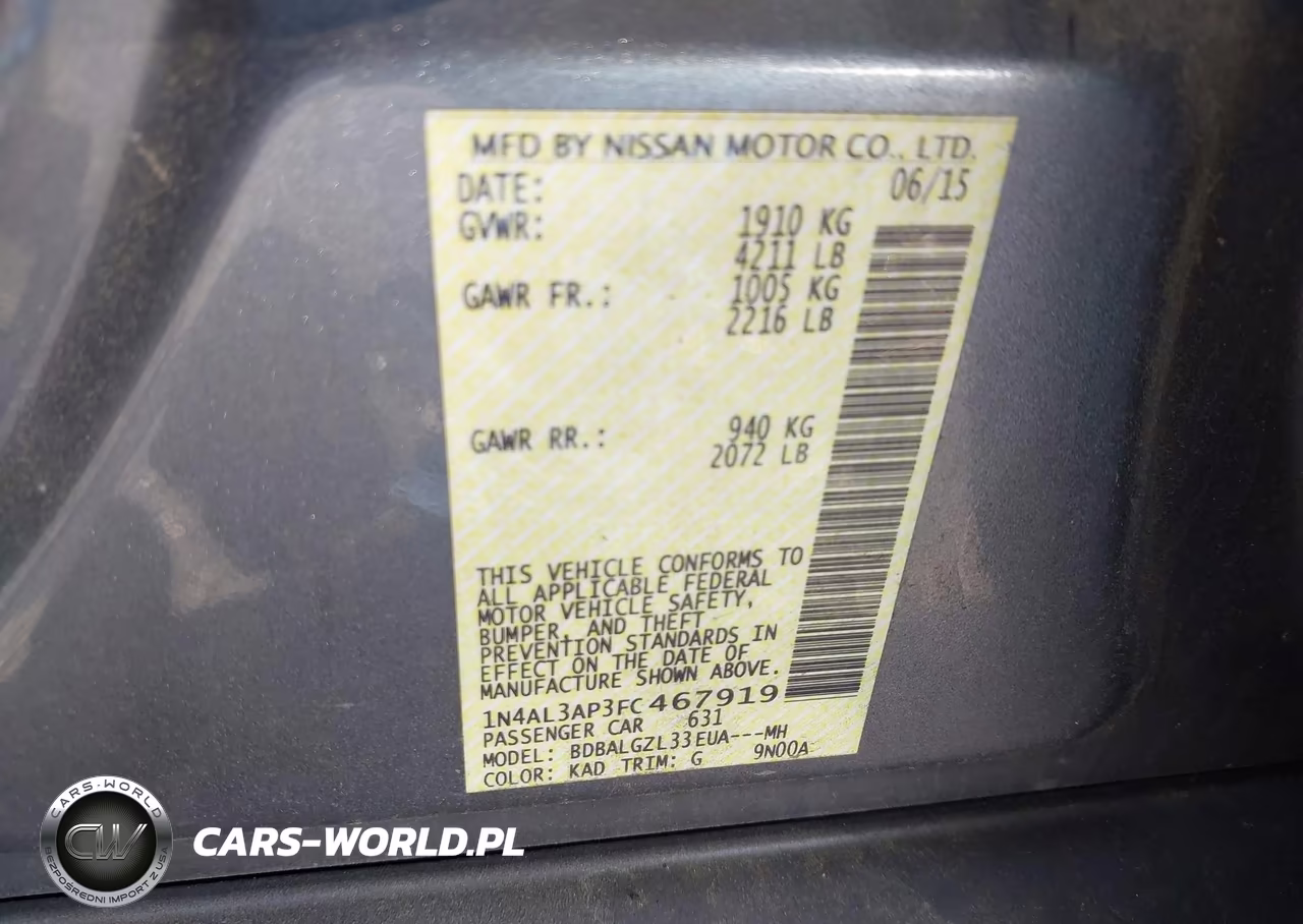 2015 Nissan Altima 2.5 S VIN:1N4AL3AP3FC467919 - 9