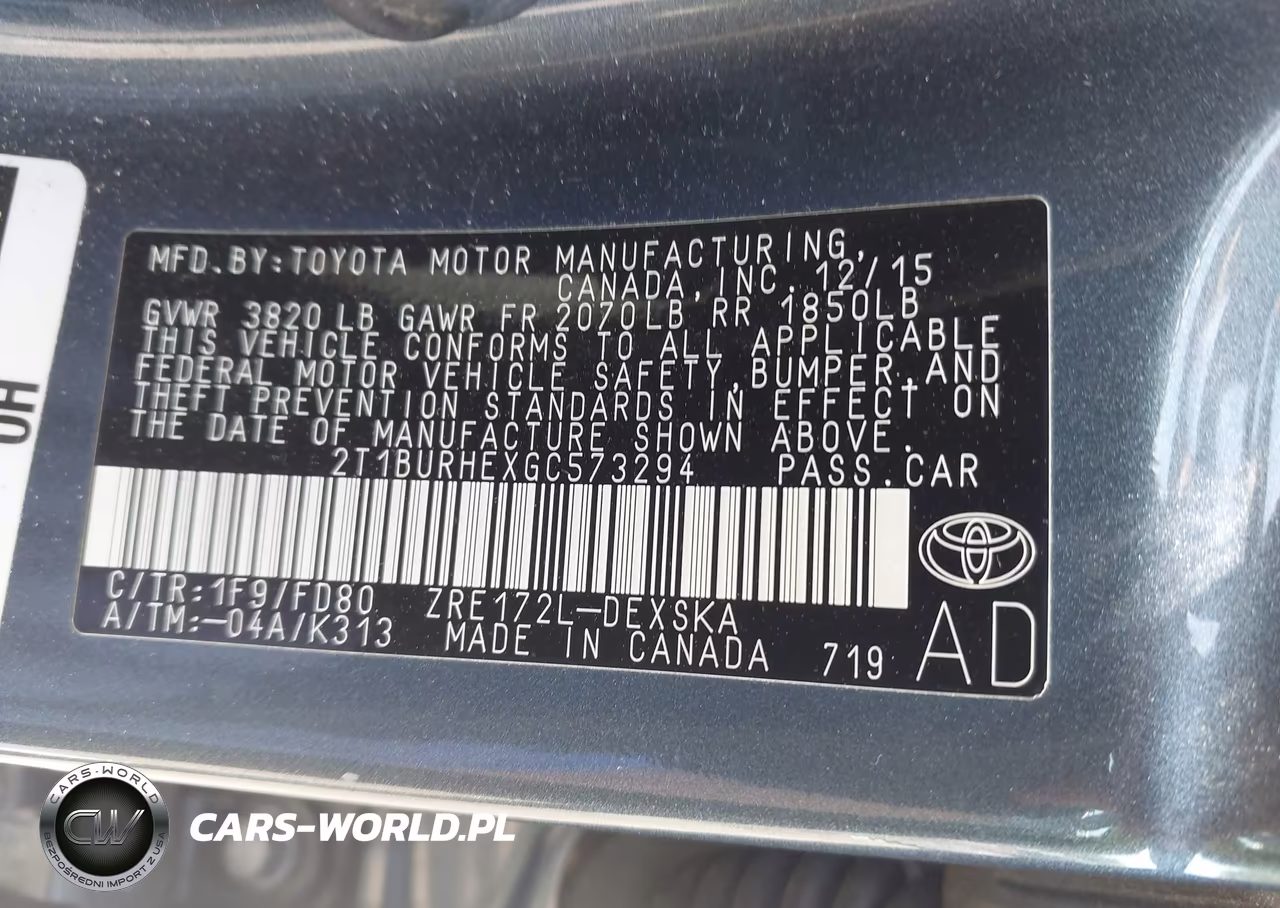 2016 Toyota Corolla S Plus VIN:2T1BURHEXGC573294 - 9