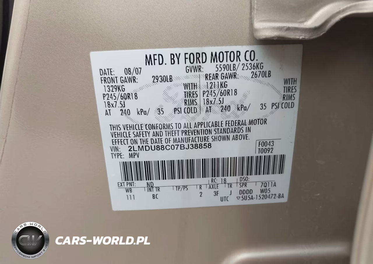 2007 Lincoln Mkx VIN:2LMDU88C07BJ38858 - 9